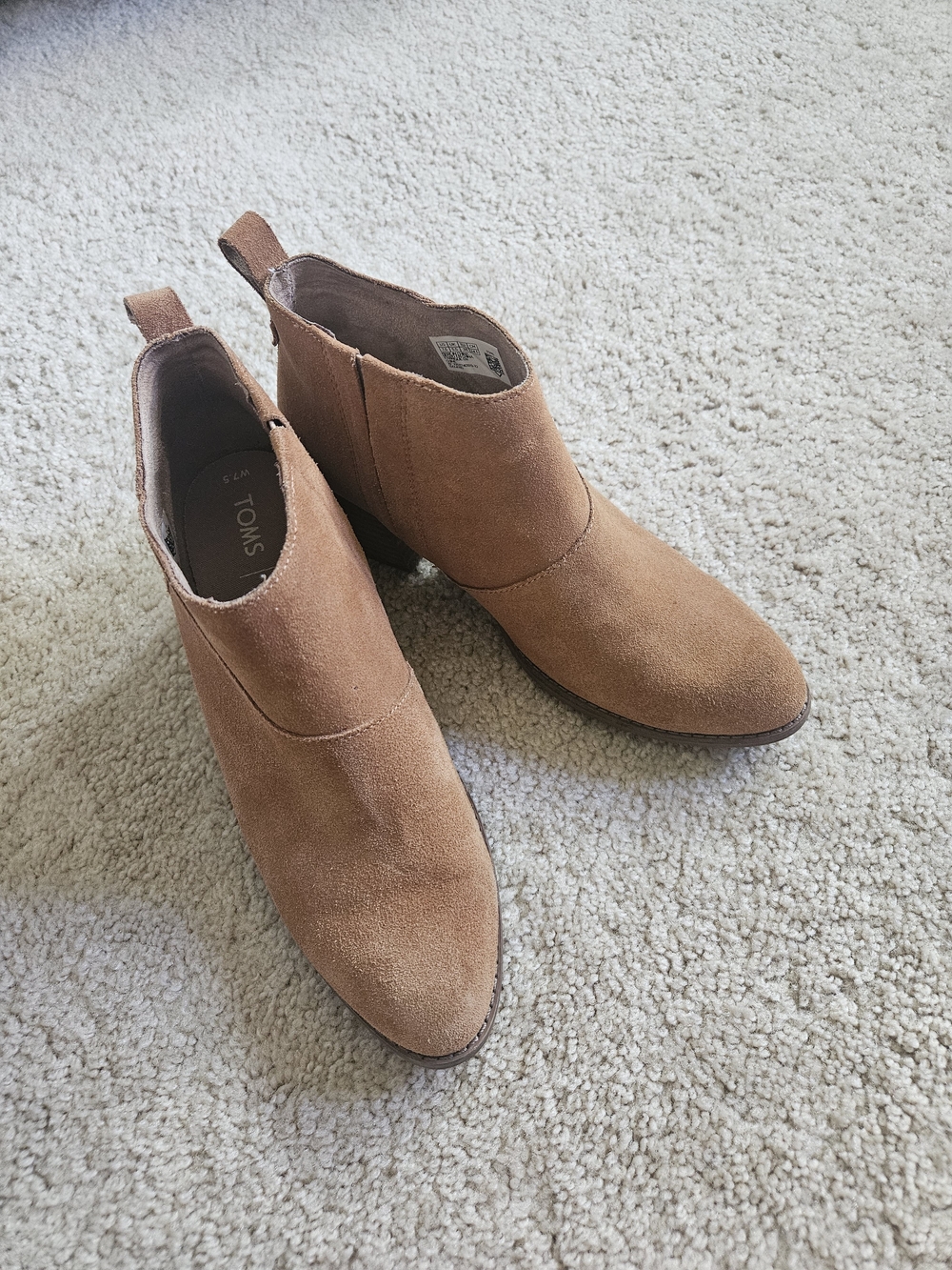 TOMS Suede Ankle Boots - Tan/Camel - Size 7.5
